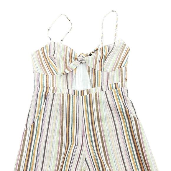 6 Shore Road Linen Jumpsuit Womens Size S Stripe Cutout Bandeau Boho Vacation - Picture 6 of 12
